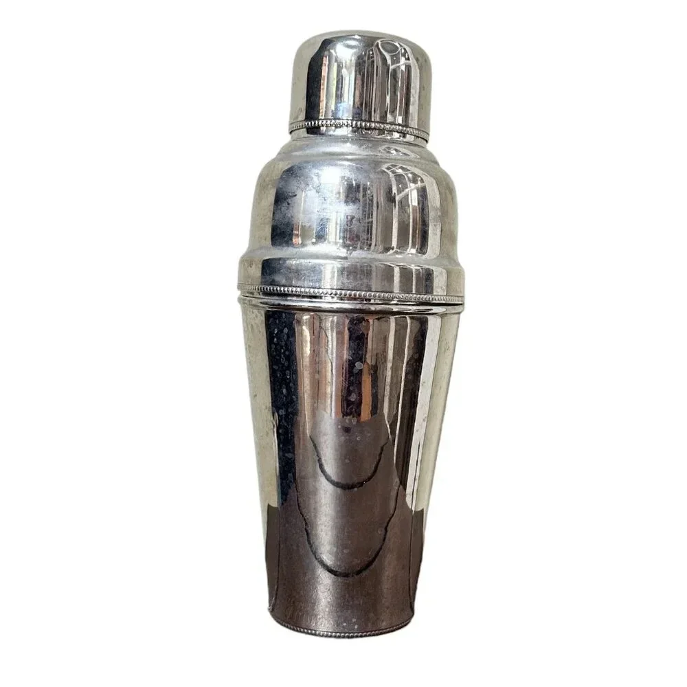 POTTERY BARN Extra Large Silver Tone Cocktail Shaker - 60 ounces